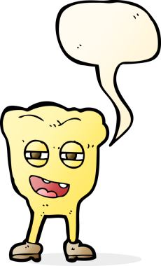 Bir insan tarafından çizilmiş, çürük dişli bir çizgi film karakteri.