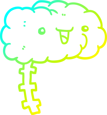 Bir insan tarafından çizilmiş mutlu bir çizgi filmin soğuk gradyan çizimi.