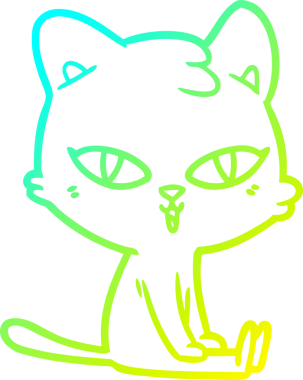 Bir insan tarafından çizilen çizgi film kedisinin soğuk gradyan çizgisi.