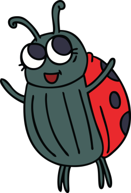 Bir insan tarafından çizilmiş tuhaf bir uğur böceği.