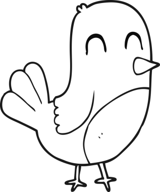 Bir insan tarafından çizilen el yazması siyah beyaz robin.