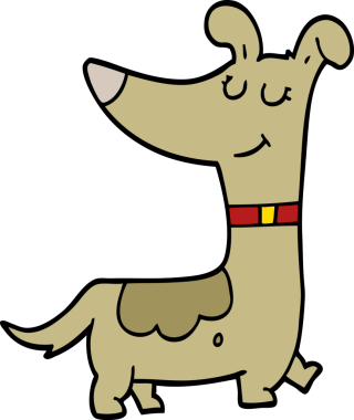 Bir insan tarafından çizilmiş çizgi film köpeği.