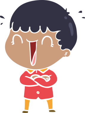 Bir insan tarafından çizilmiş düz renkli karikatür adam.