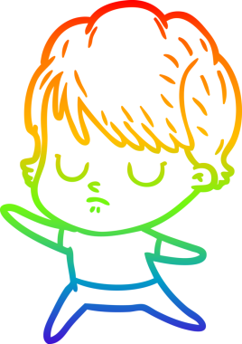 gökkuşağı gradyan çizimi bir insan tarafından çizilmiş bir karikatür kadın