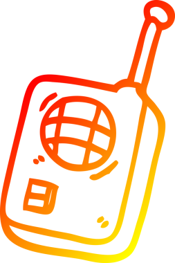 Bir insan tarafından çizilmiş çizgi film telsizinin sıcak gradyan çizimi