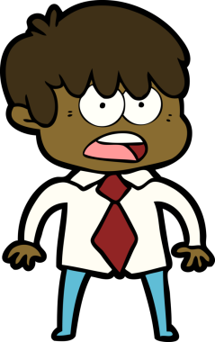 Bir insan tarafından çizilmiş endişeli çizgi film çocuğu.