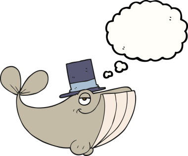 Bir insan tarafından çizilmiş silindir şapkalı balina.