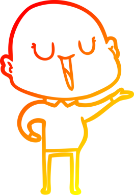 Bir insan tarafından çizilmiş mutlu, kel bir adamın sıcak çizgi çizimi.