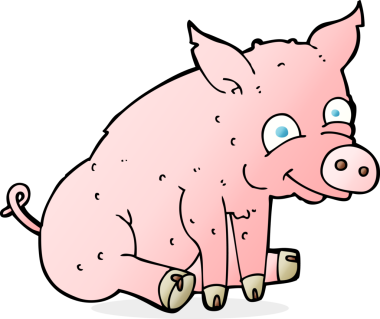 Bir insan tarafından çizilmiş mutlu domuz.