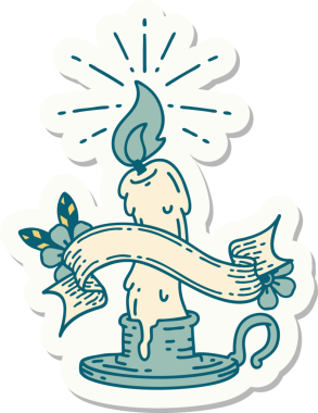 Bir insan tarafından çizilmiş dövme stili ürkünç erime mumu çıkartması.