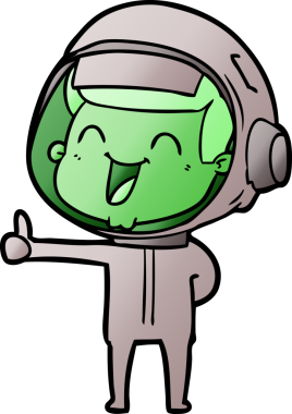 Bir insan tarafından çizilmiş mutlu astronot çizgi filmi.