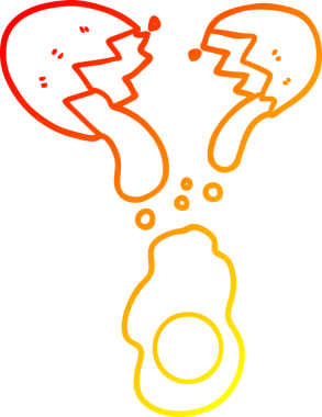 Bir insan tarafından çizilmiş taze kırık bir yumurtanın sıcak gradyan çizimi