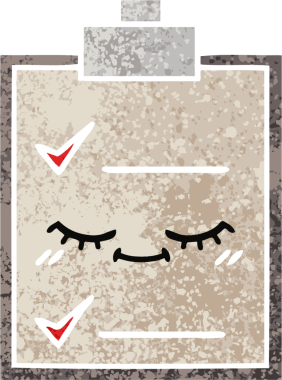 Bir insan tarafından çizilmiş bir kontrol listesinin retro illüstrasyon tarzı karikatürü