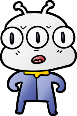 Bir insan tarafından çizilmiş üç gözlü uzaylı çizgi filmi.