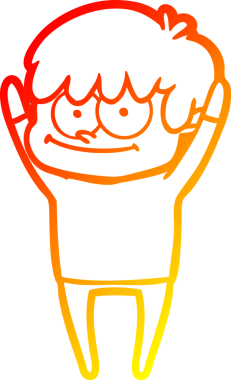 Bir insan tarafından çizilmiş mutlu bir çizgi film karakteri çizimi.