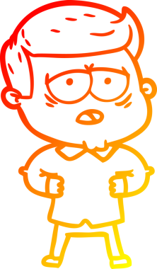 Bir insan tarafından çizilmiş, yorgun bir adamın çizgi çizimi.