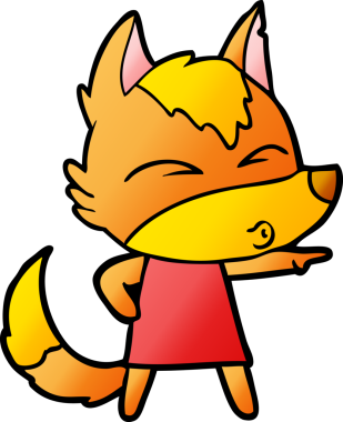 Bir insan tarafından çizilmiş tilki çizgi film karakteri