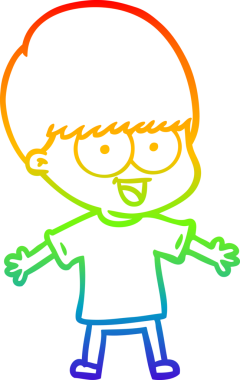 gökkuşağı gradyanı çizimi bir insan tarafından çizilmiş mutlu bir çizgi film çocuğu