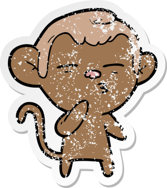 Bir insan tarafından çizilmiş şüpheli bir maymunun sıkıntılı çıkartması.