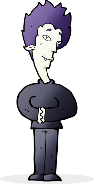 Bir insan tarafından çizilmiş bir vampir çizgi filmi.