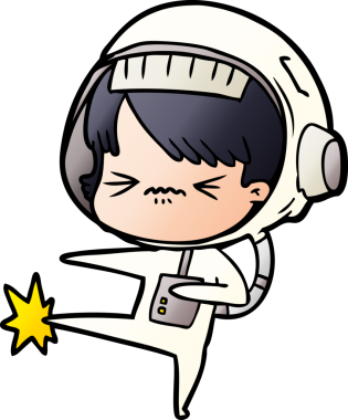 Bir insan tarafından çizilmiş astronot kadın.