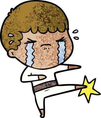 Bir insan tarafından çizilmiş ağlayan çizgi film adamı.