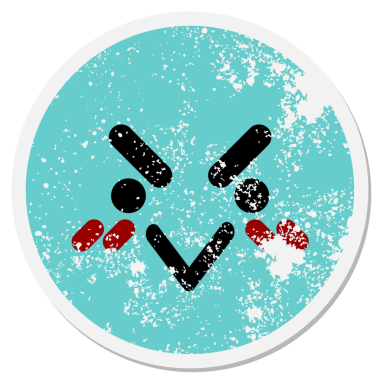 Sinirli kuş yüzü bir insan tarafından çizilmiş dairesel bir çıkartma.