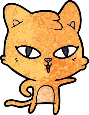 Bir insan tarafından çizilmiş çizgi film kedisi.