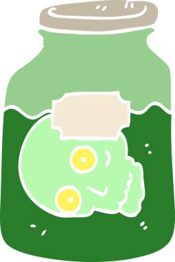 Bir insan tarafından çizilmiş kavanozdaki düz renk çizim karikatür kafası