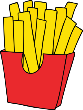 Bir insan tarafından çizilmiş garip çizgi film patates kızartması.