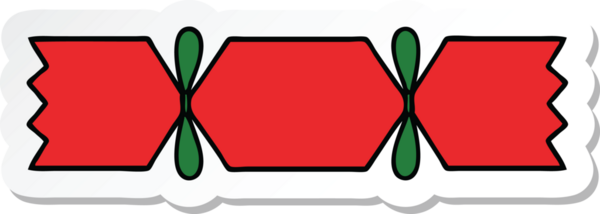 Bir insan tarafından çizilmiş şirin bir noel krakerinin çıkartması.