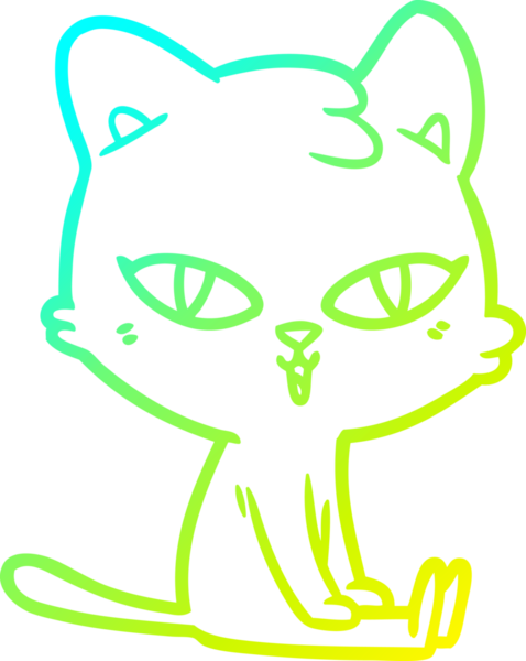 Bir insan tarafından çizilen çizgi film kedisinin soğuk gradyan çizgisi.