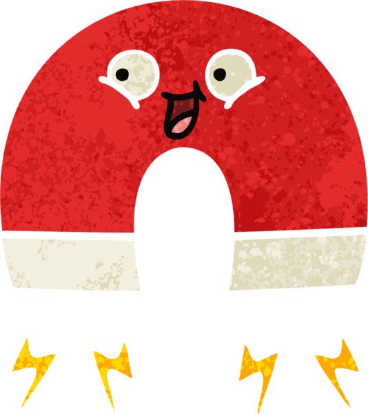 Bir insan tarafından çizilmiş mıknatısın retro illüstrasyon tarzı karikatürü