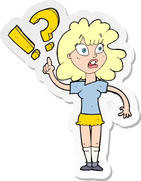 Bir insan tarafından çizilmiş bir karikatür kadının çıkartması.