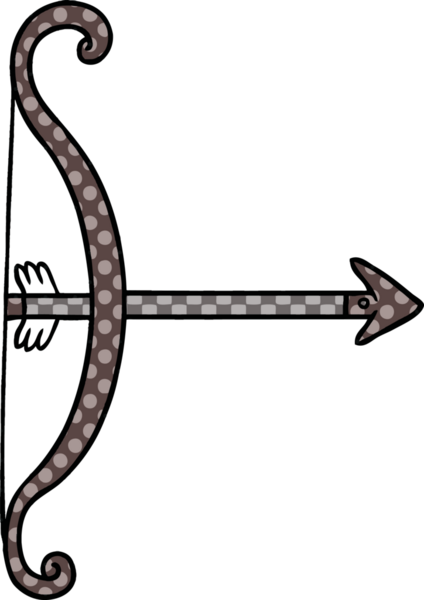 Bir insan tarafından çizilmiş ok ve yay karalaması.