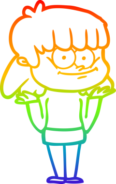 Bir insan tarafından çizilmiş gülümseyen bir karikatür çizimi.