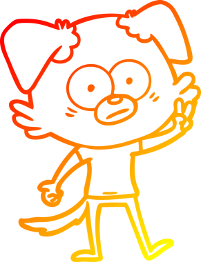 Bir insanın çizdiği tişörtle gergin bir köpeğin çizdiği sıcak çizgi.