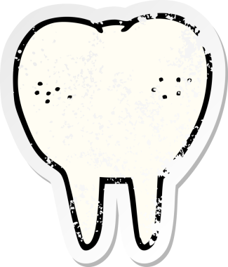 Bir insan tarafından çizilmiş bir çizgi film dişinin sıkıntılı çıkartması.