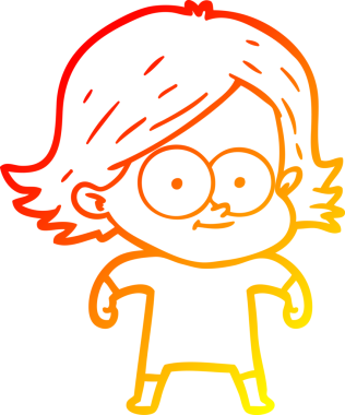 Bir insan tarafından çizilmiş mutlu bir çizgi film kızı çizimi