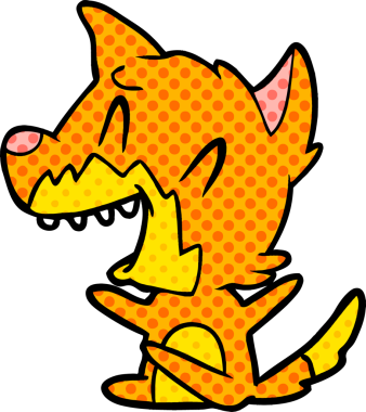 Bir insan tarafından çizilmiş gülen tilki çizgi filmi.