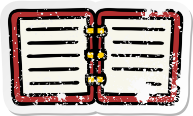 Bir insan tarafından çizilmiş açık bir çizgi film günlüğünün sıkıntılı çıkartması.