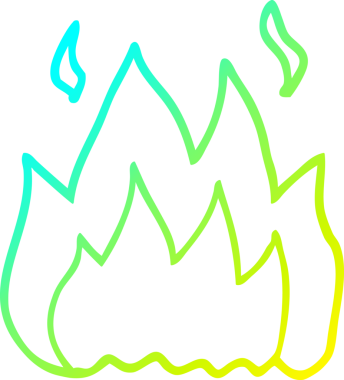 Bir insan tarafından çizilen çizgi film ateşinin soğuk gradyan çizgisi