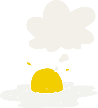 Düşünce baloncuklu çizgi film sahanda yumurta insan tarafından çizilmiş.