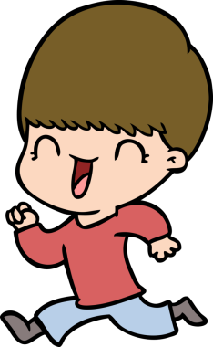 Bir insan tarafından çizilmiş mutlu çizgi film çocuğu.