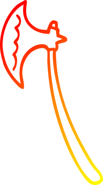 Bir insan tarafından çizilmiş bir ortaçağ baltasının sıcak çizgi çizimi