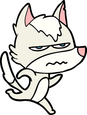 Bir insan tarafından çizilmiş rahatsız kurt çizgi filmi.