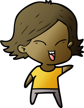 Bir insan tarafından çizilmiş mutlu çizgi film kızı.