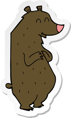 Bir insan tarafından çizilmiş çizgi film ayısının çıkartması.