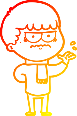 Bir insan tarafından çizilmiş, kızgın bir çizgi film karakteri.