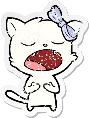 Bir insan tarafından miyavlanan çizgi film kedisinin sıkıntılı çıkartması.